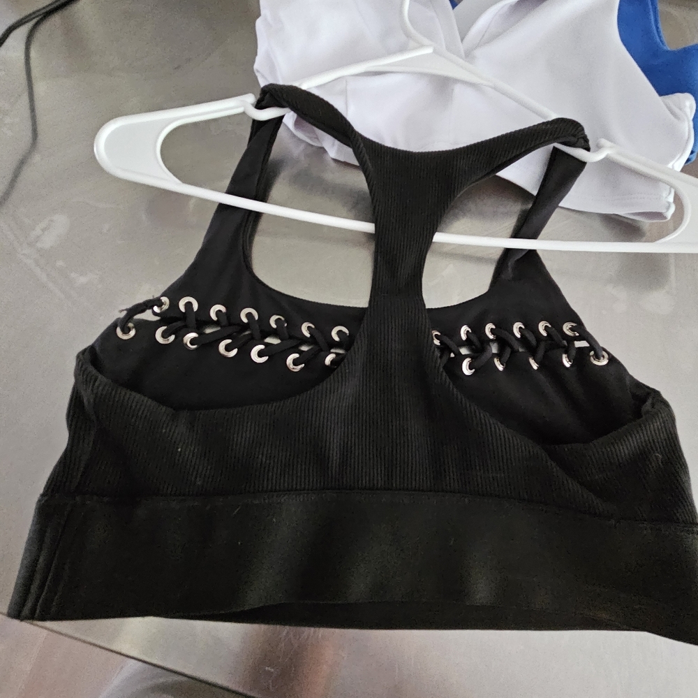 Carbon38 blue life fit eyelet lace sports bra